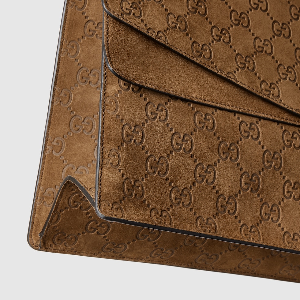 Dionysus large shoulder bag in brown GG suede | GUCCI® US