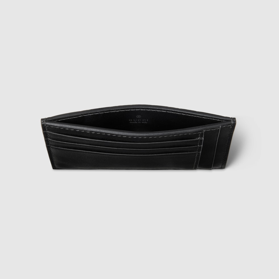 GUCCI マキシGG カードケースダークグレー＆ブラック レザー