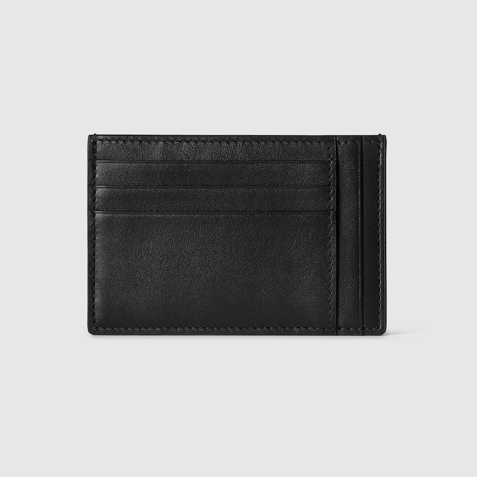 Maxi GG card case in dark grey and black leather | GUCCI® US