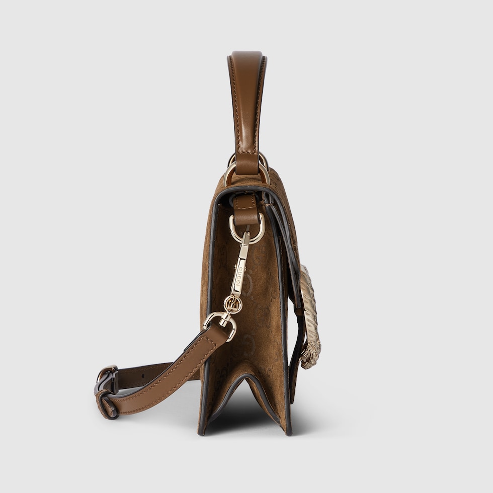 Dionysus mini top handle bag in brown GG suede | GUCCI® US Dionysus mini top handle bag in brown GG suede | GUCCI® US