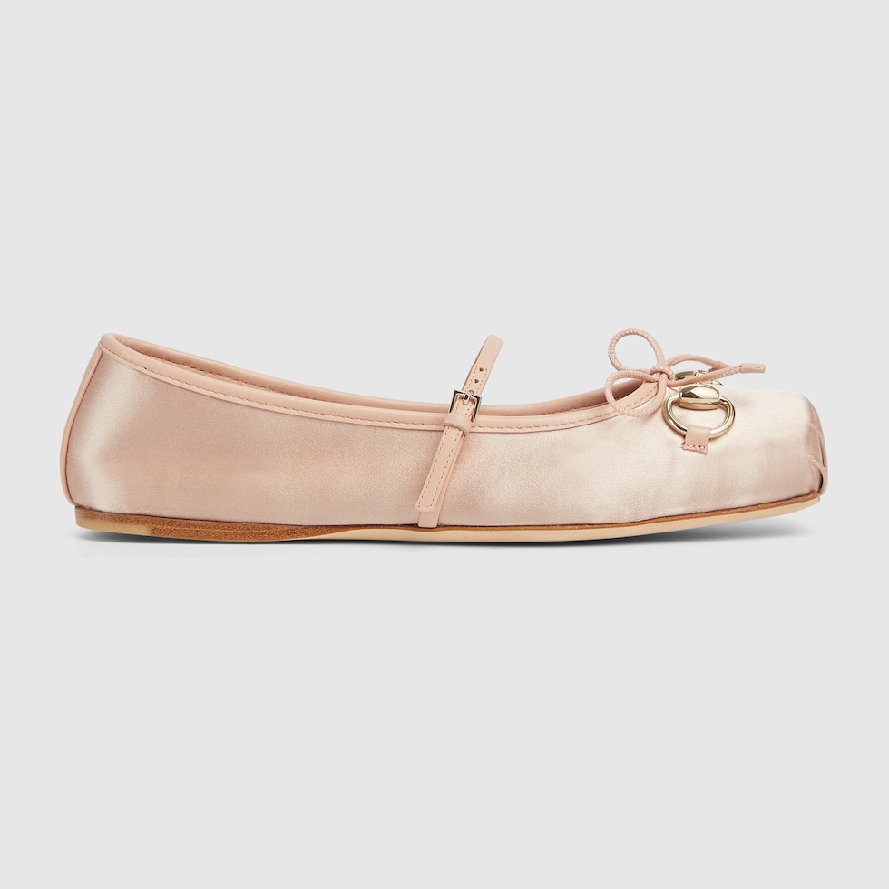 GUCCI Women s Horsebit Ballet Flat Pink Fabric