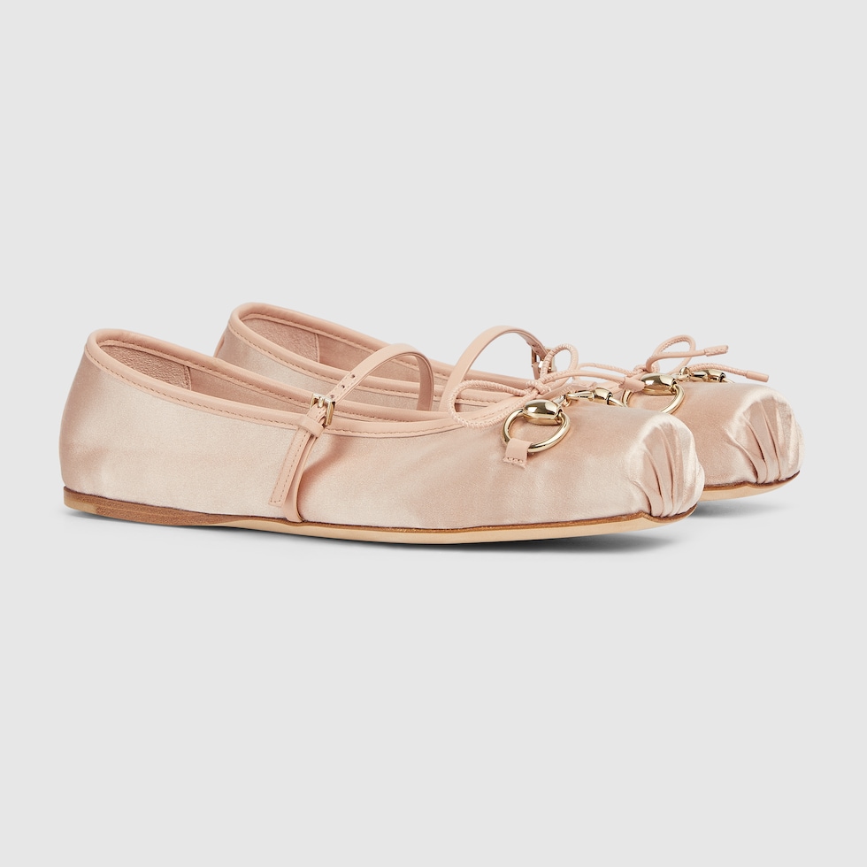 GUCCI Women s Horsebit Ballet Flat Pink Fabric