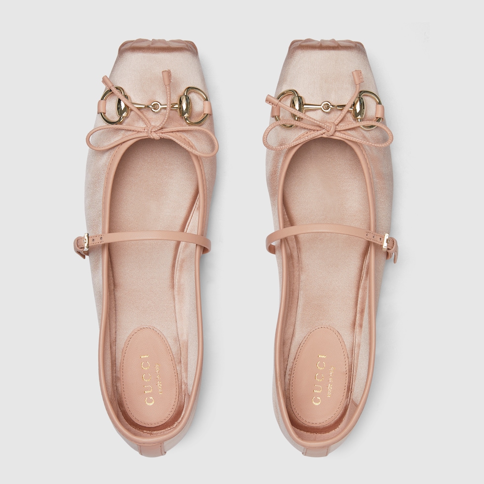 Ballerina donna Gucci con Morsetto in raso rosa cipria GUCCI Italia