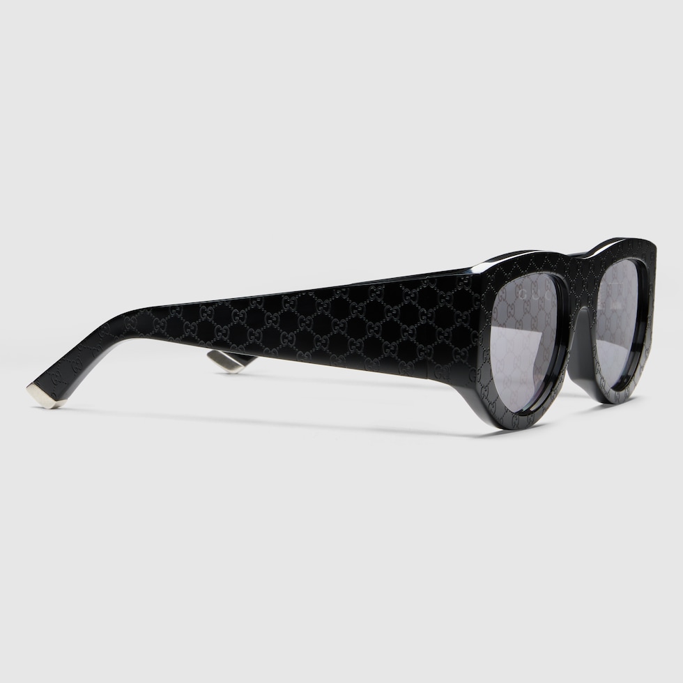 サングラス GUCCI RECTANGULAR BLACK SUNGLASSES Rectangular frame sunglasses in black acetate | GUCCI® US