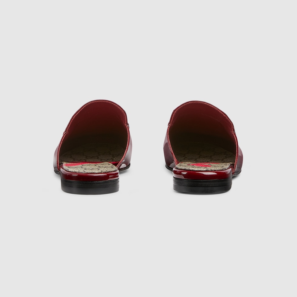 サンダル・ミュール GUCCI Princetown leather slipper ROSSO ANCORA Women's Princetown slipper in Rosso Ancora patent leather