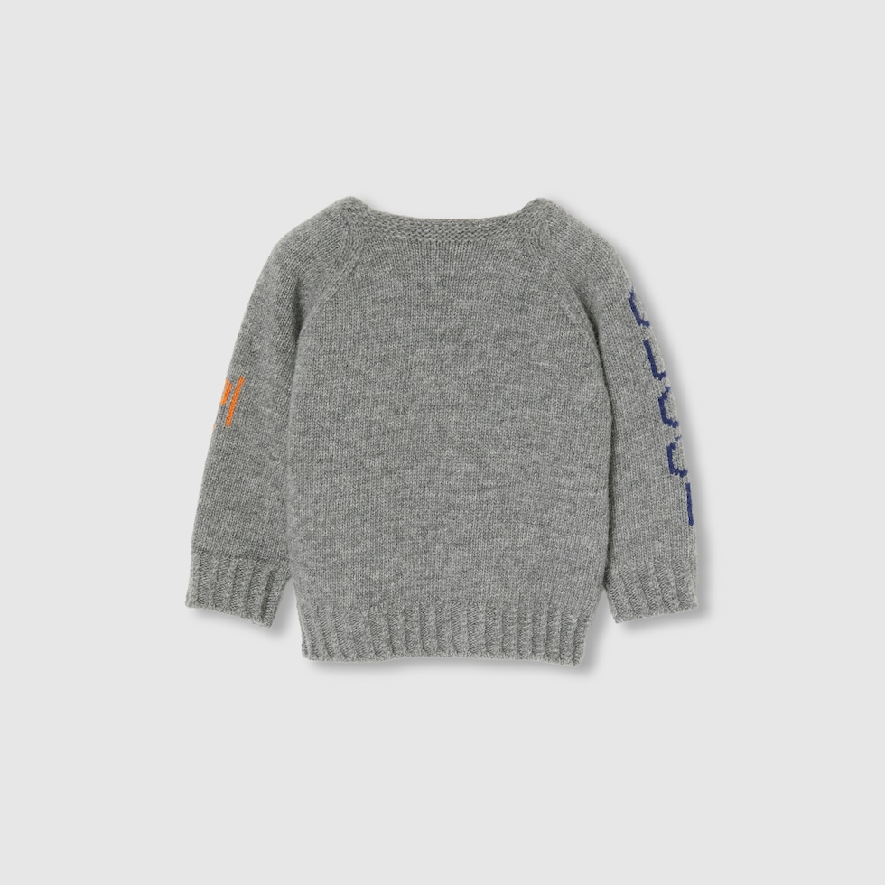 Pull pour bebe en laine brodee en gris GUCCI FR