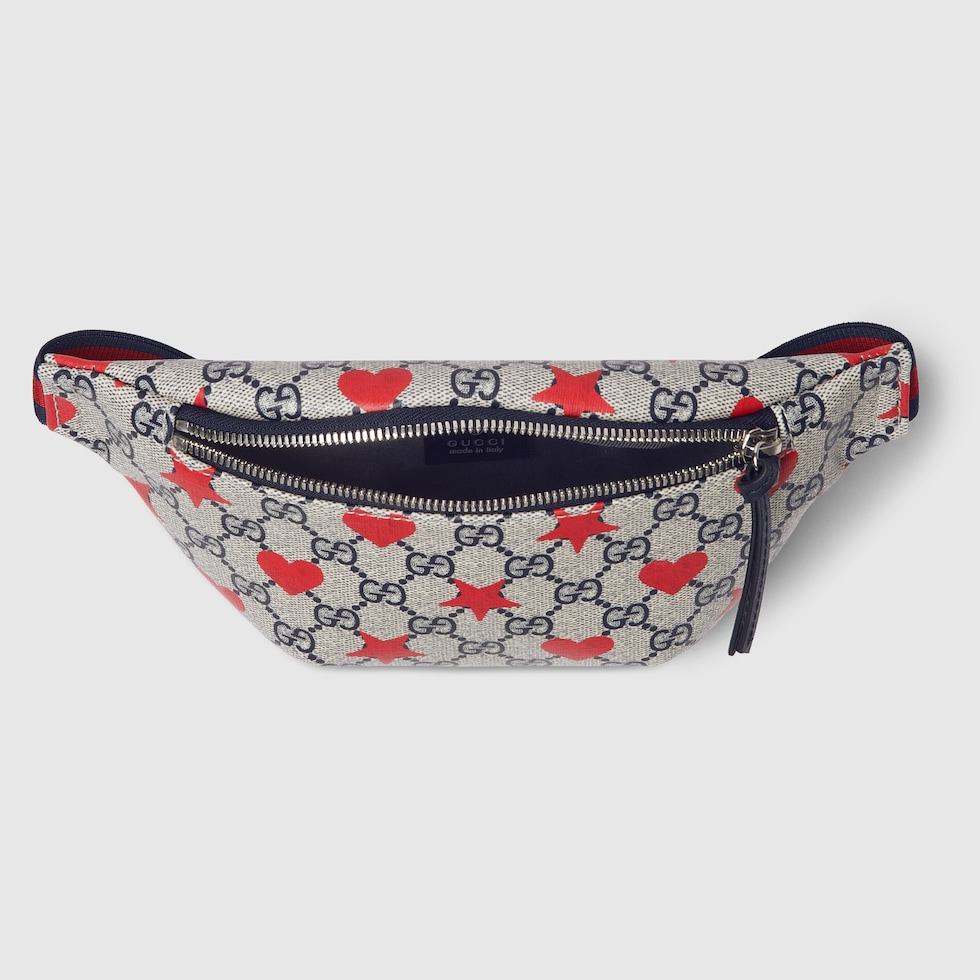 おすすめ☆大人気【GUCCI】コットンブレンド ベルトバッグ チルドレンズ〕GG プリント ベルトバッグベージュ＆ブルー