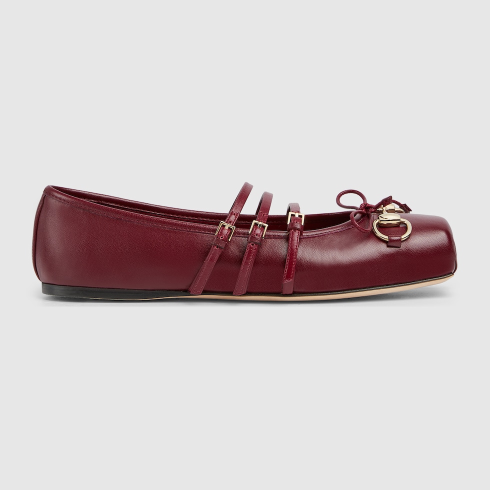Women s Gucci Horsebit ballet flat in Rosso Ancora leather GUCCI UK