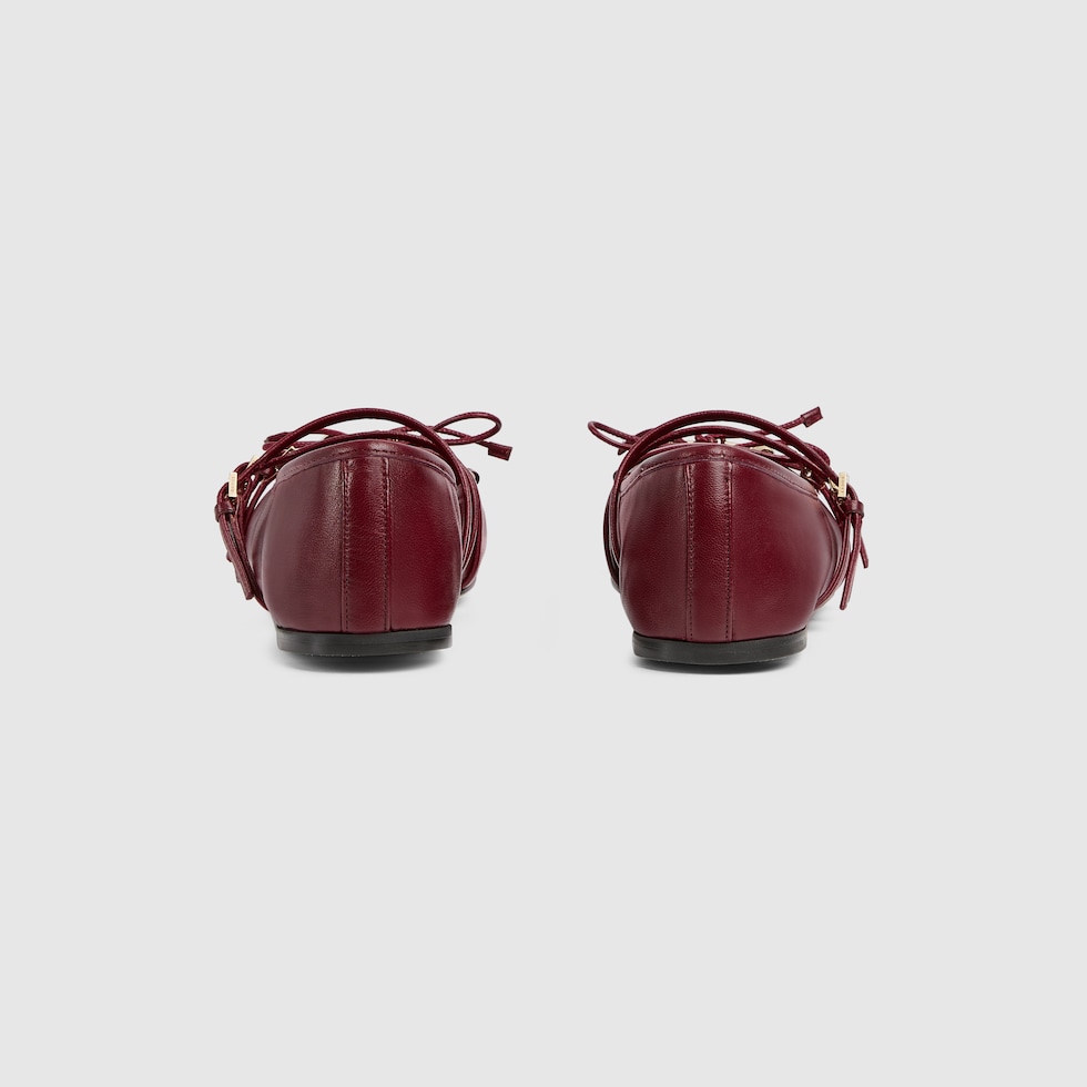 【当店一番人気】 flat ballet Horsebit Gucci Women's in leather Ancora Rosso 靴