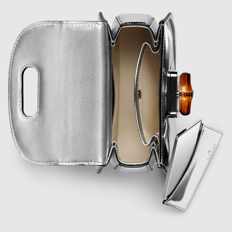 Gucci Bamboo 1947 mini bag in silver metallic leather