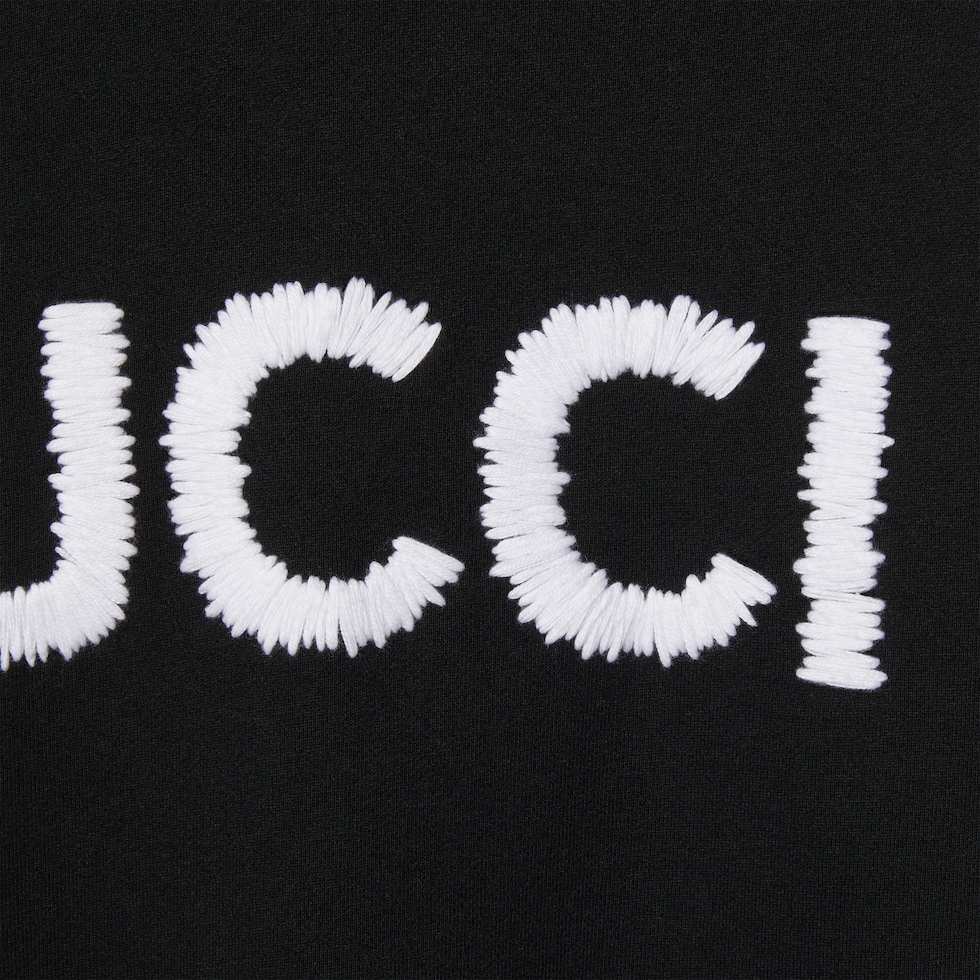 Cotton jersey hooded sweatshirt with embroidery in black