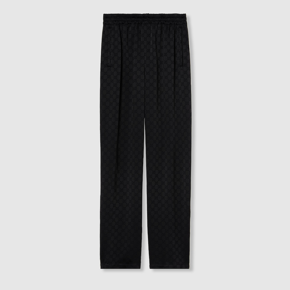 GG satin jogging trouser in black | GUCCI® UK
