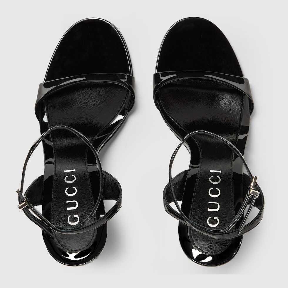 Women's slingback sandal in black leather | GUCCI® US