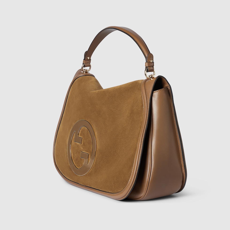 Gucci Blondie maxi top handle bag in light brown suede