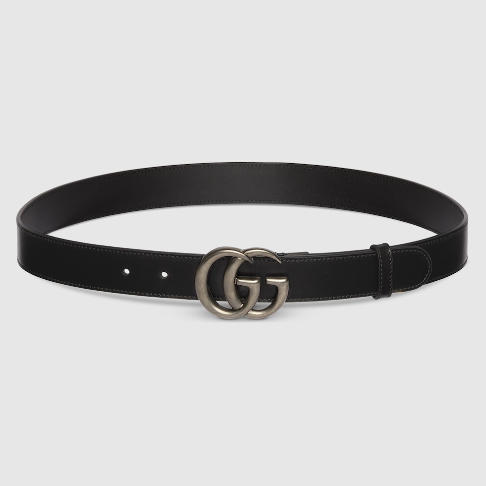 ダブルG スリムベルト ・ブラック レザー | GUCCI公式