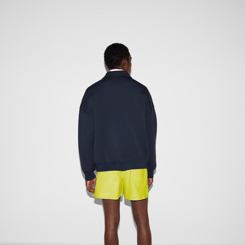 Jersey half-zip jacket with patch in blue | GUCCI® US