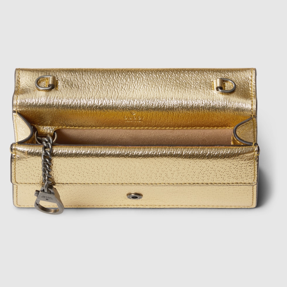 Dionysus mini bag in gold lamé leather | GUCCI® US