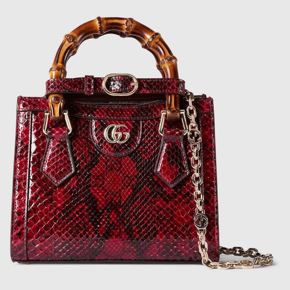 Gucci Diana mini python tote bag in Rosso Ancora red | GUCCI® SE