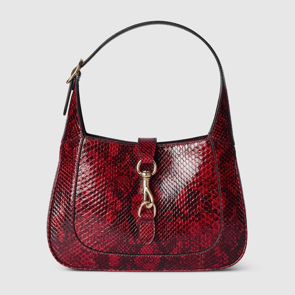 GUCCI ハンドバッグ エキゾチックレザー パイソン素材 ブラック✖️レッド GUCCI ハンドバッグ エキゾチックレザー パイソン素材 ブラック