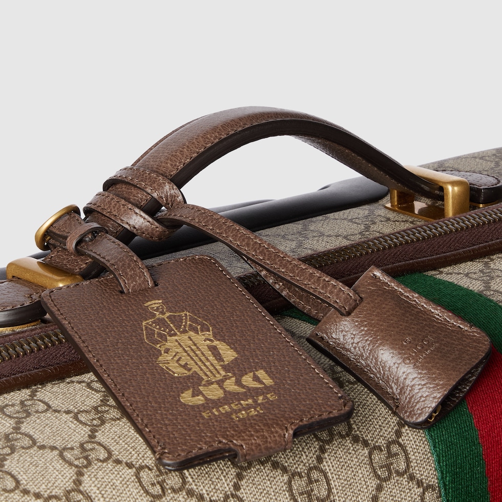 Gucci Savoy〕キャビン トロリー ・ベージュ＆エボニー GGスプリーム