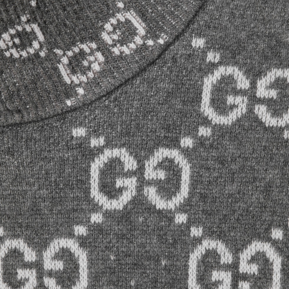 GG degradé wool jacquard sweater in grey and white | GUCCI® US