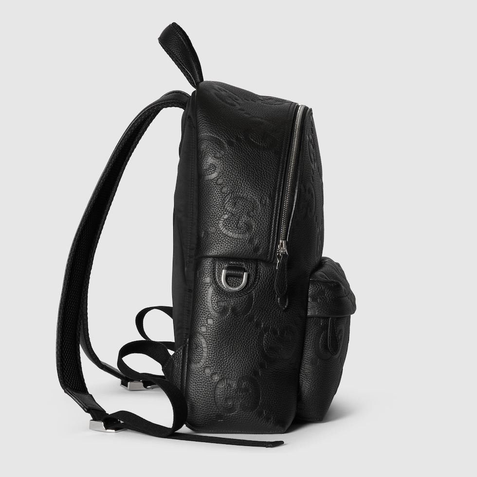 Medium jumbo GG backpack in black GG leather | GUCCI® US