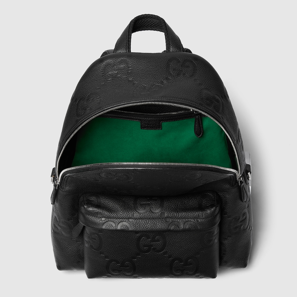 GG jumbo medium backpack in black GG leather | GUCCI® US