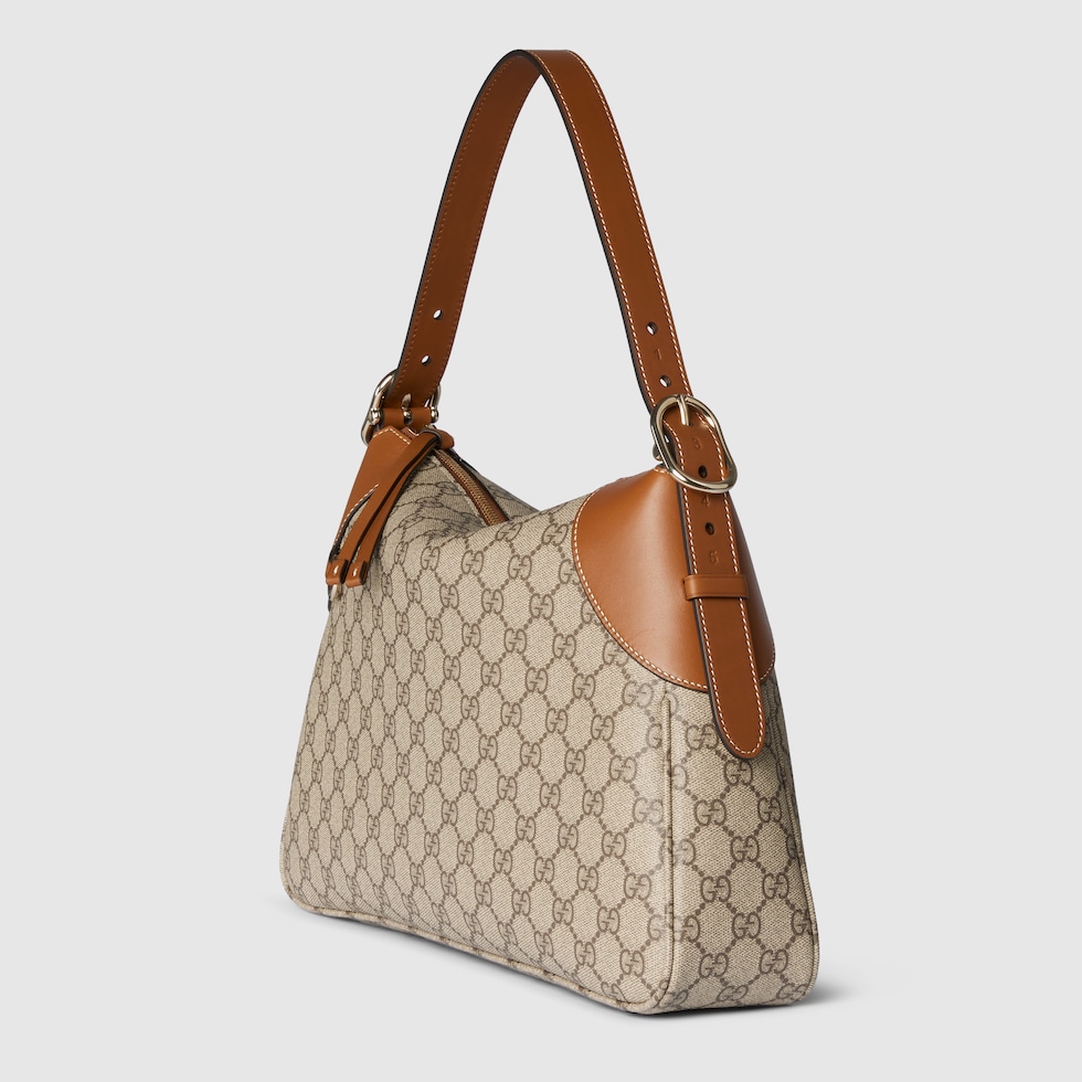 【関税＆送料込み】Gucci Gg Emblem Large Shoulder Bag GG Emblem large shoulder bag in beige and dark brown fabric