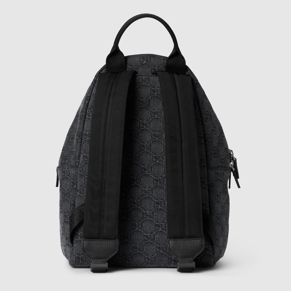 Children's GG denim backpack in black GG denim | GUCCI® US