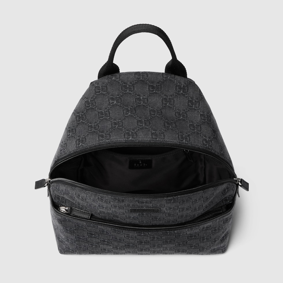 Children's GG denim backpack in black GG denim | GUCCI® US