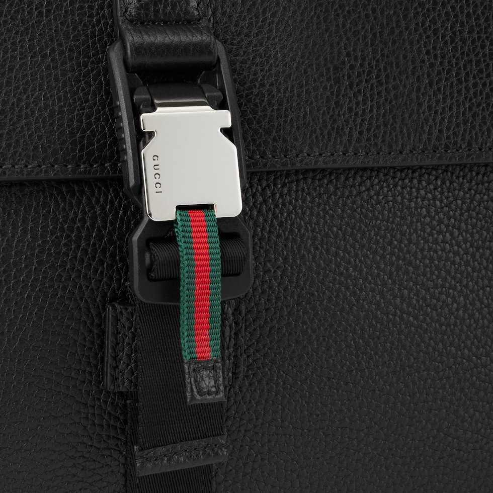 Medium business case with Web in black leather | GUCCI® US Medium business case with Web in black leather | GUCCI® US