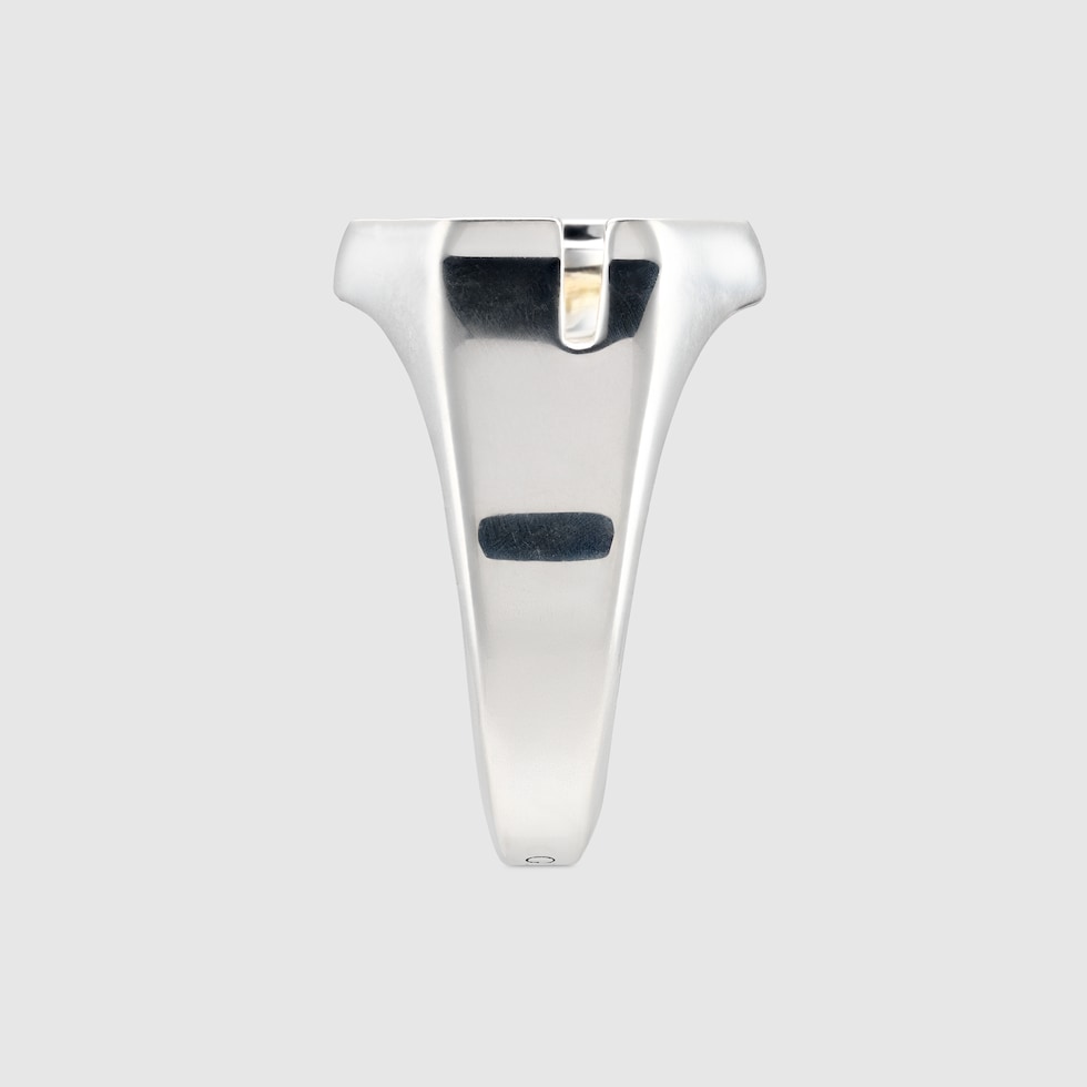 Trademark wide ring in 925 sterling silver | GUCCI® US