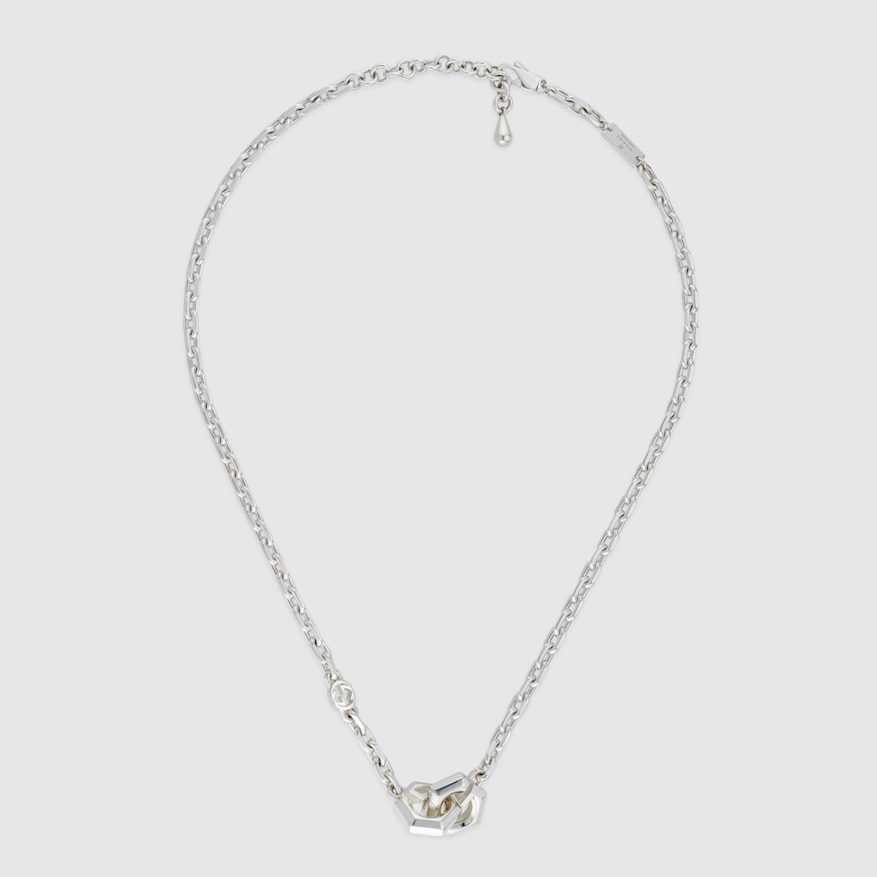Chain necklace with geometric G in 941 sterling silver