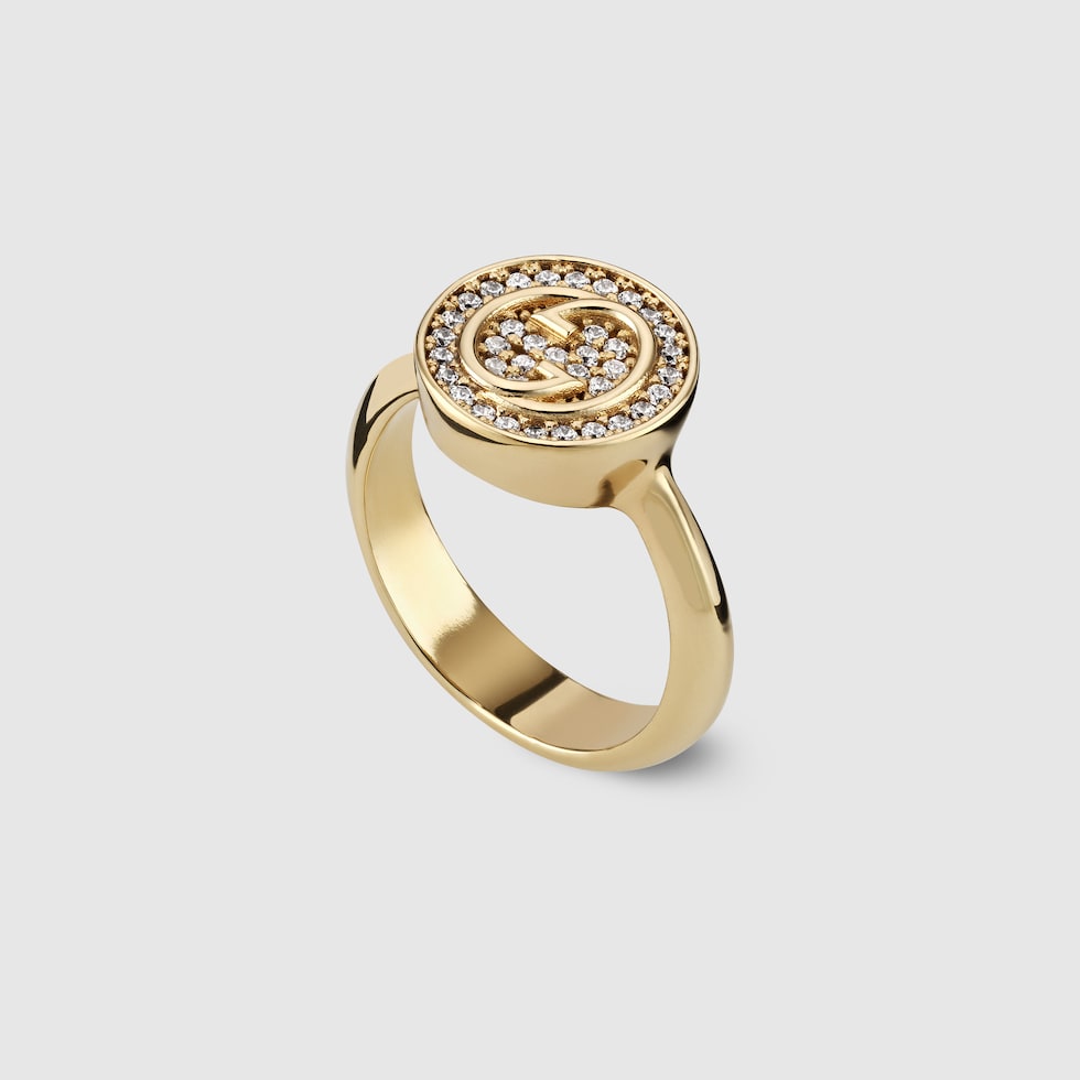 Gucci Blondie crystal ring in light gold-toned metal | GUCCI® US