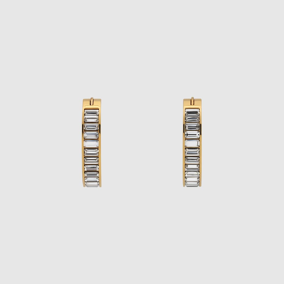 Gucci Blondie crystal hoop earrings in light gold-toned