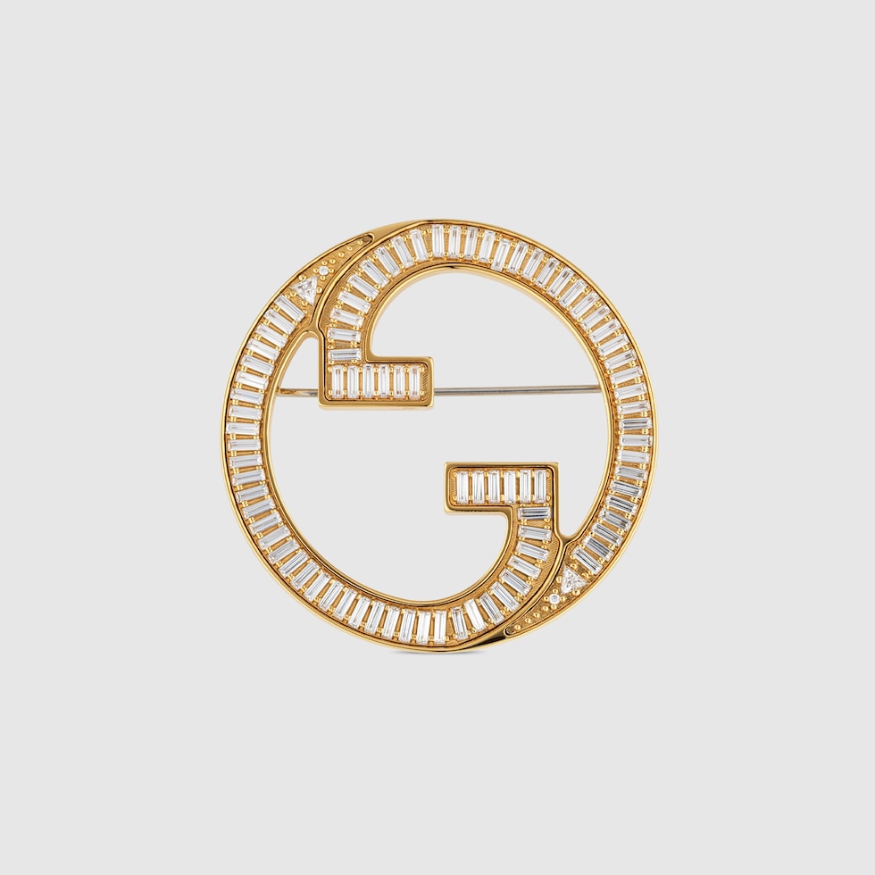 Gucci Blondie crystal brooch in light gold-toned metal