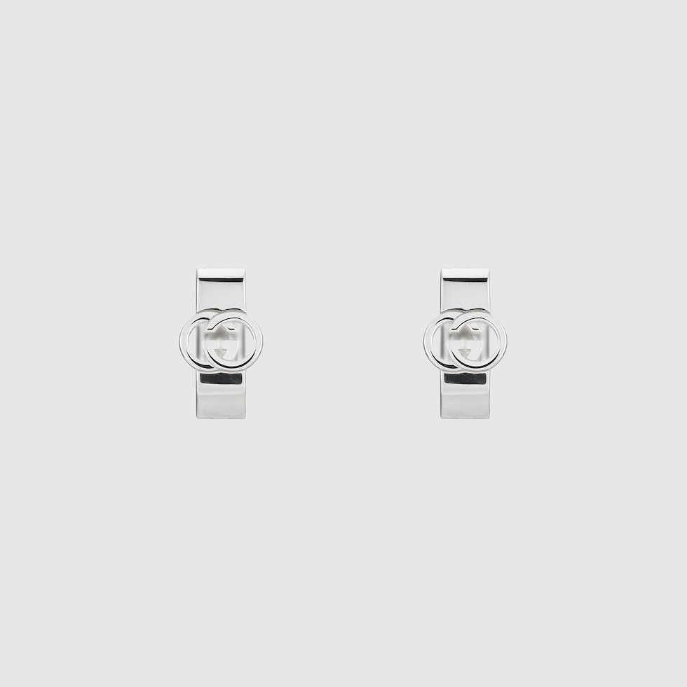 Gucci Sterling Silver Interlocking G Stud Earrings