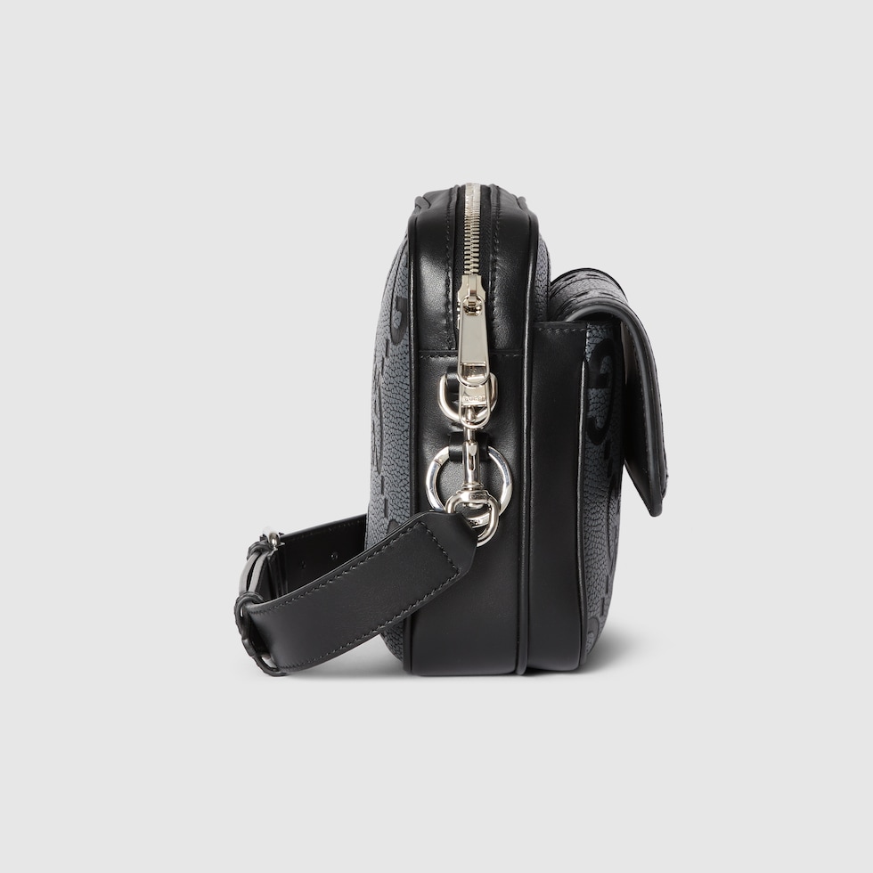 GG jumbo small crossbody bag in grey and black GG leather