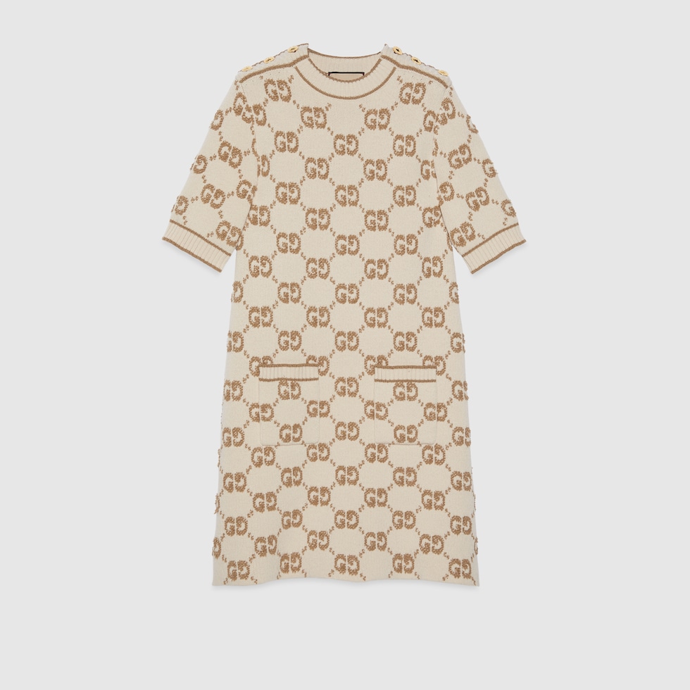 キッズワンピース・オールインワン GUCCI  Gucci web wool knit dress Gucci Kids Wool Long Sleeves Dress girls - Glamood Outlet