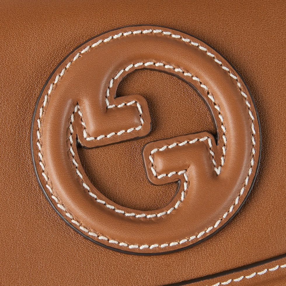 BLONDIE SMALL SHOULDER BAG 21 IN BEIGE AND DARK BROWN CANVAS BROWN CALFSKIN
