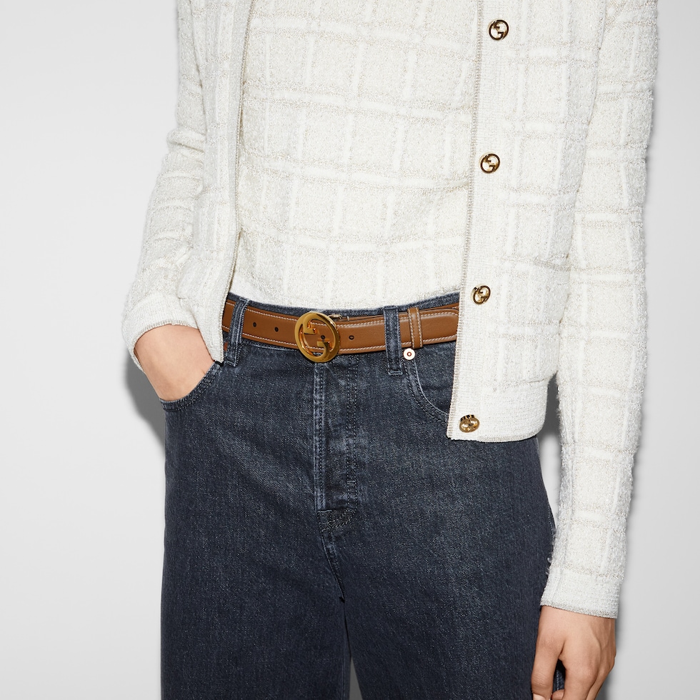 Gucci Blondie belt in brown leather | GUCCI® US