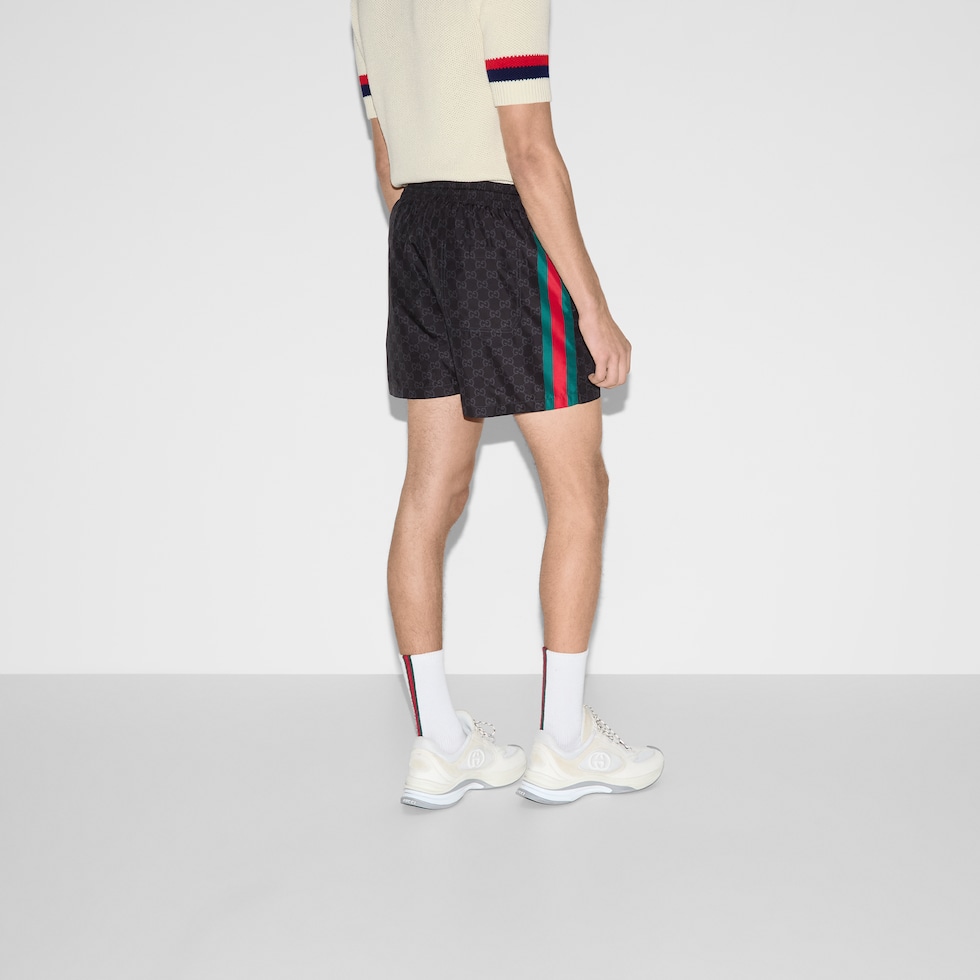 GG印花尼龙短裤in 黑色| GUCCI® NL