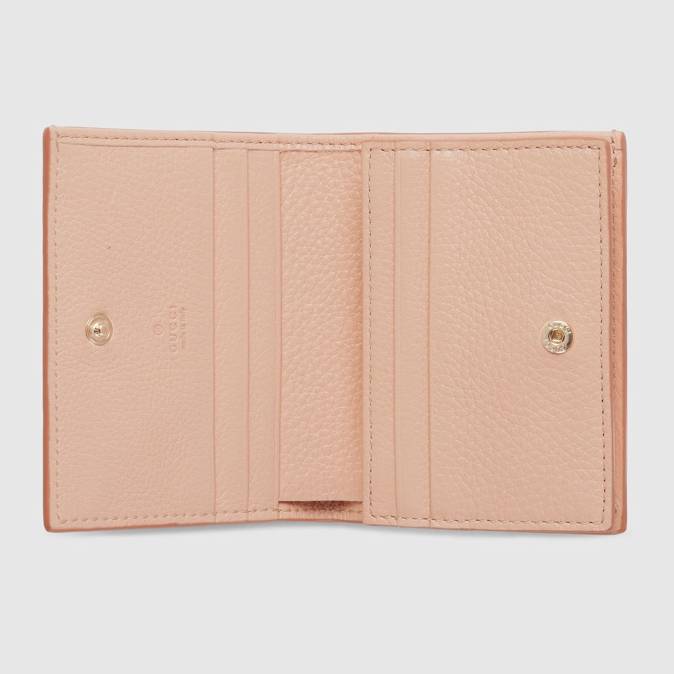 Mini portafoglio GG Emblem in pelle rosa chiaro GUCCI CH