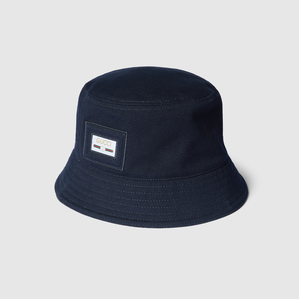 コットンキャンバス バケットハットダークブルー | GUCCI公式