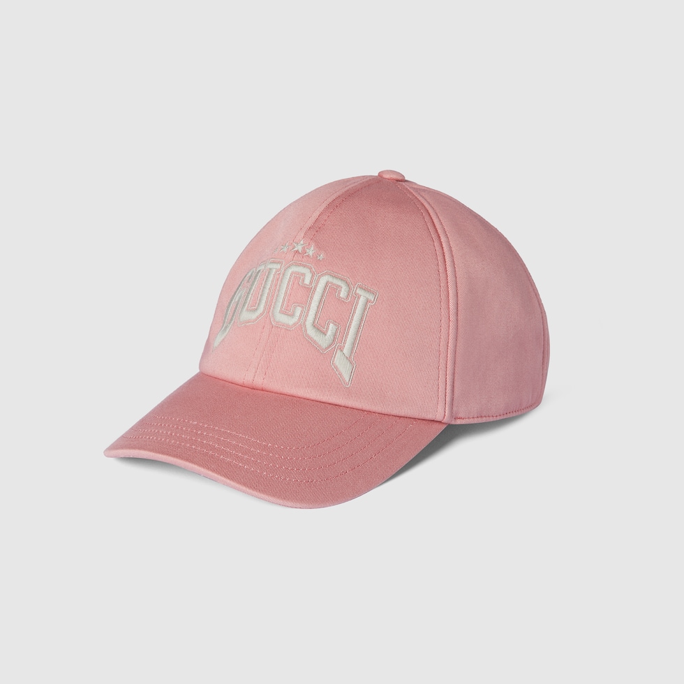 Embroidered cotton baseball hat in pink | GUCCI® US
