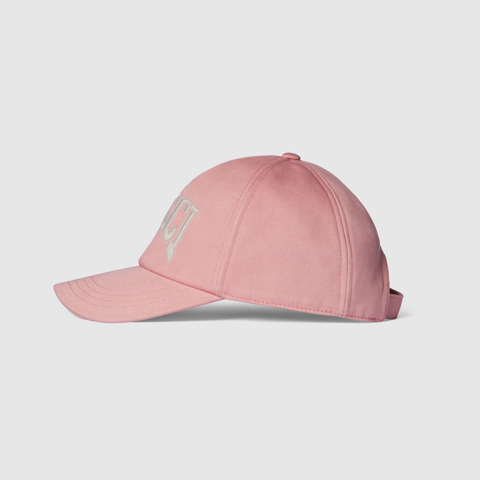 Embroidered cotton baseball hat in pink | GUCCI® US
