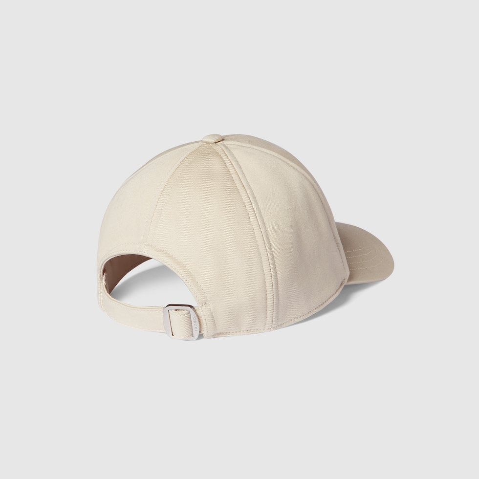 Embroidered cotton baseball hat in ivory | GUCCI® US