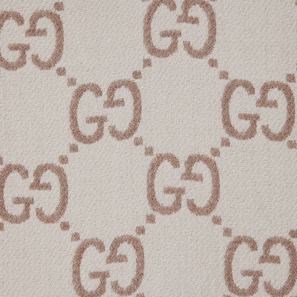 GG wool jacquard cape in off white and beige | GUCCI® US