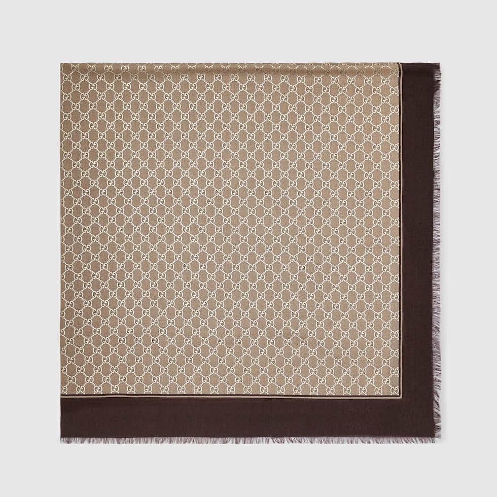 【関税&送料込】Gucci Gg Wool Silk And Cotton Shawl GG jacquard silk wool shawl in white | GUCCI® CA