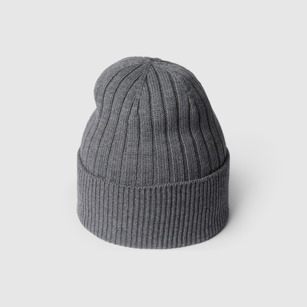 Rib knit wool hat in grey | GUCCI® US